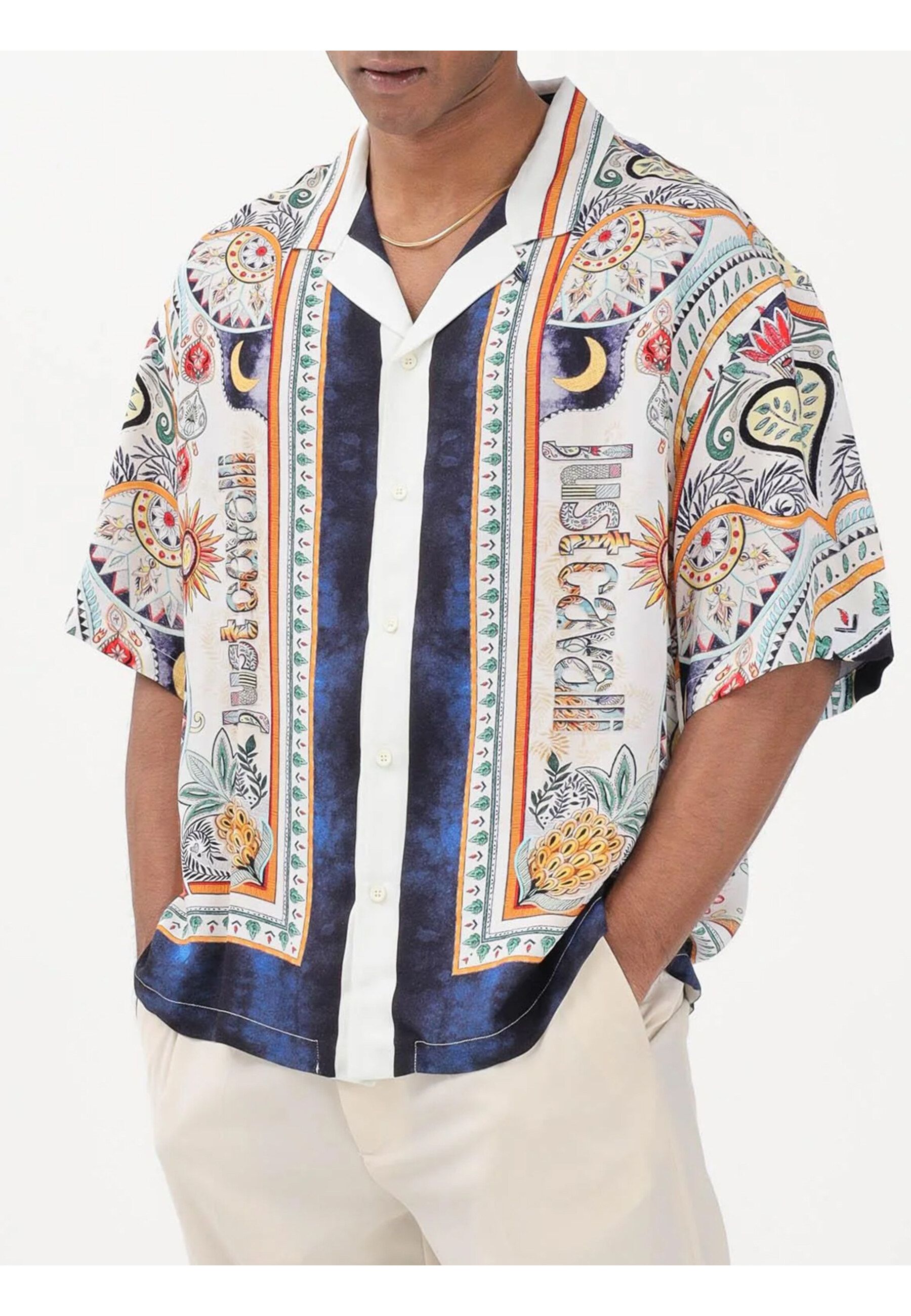 PLACED GARDEN SHIRTS TWILL OFF WHITE #004 JUST CAVALLI Camicie 80OALF04 CNF05