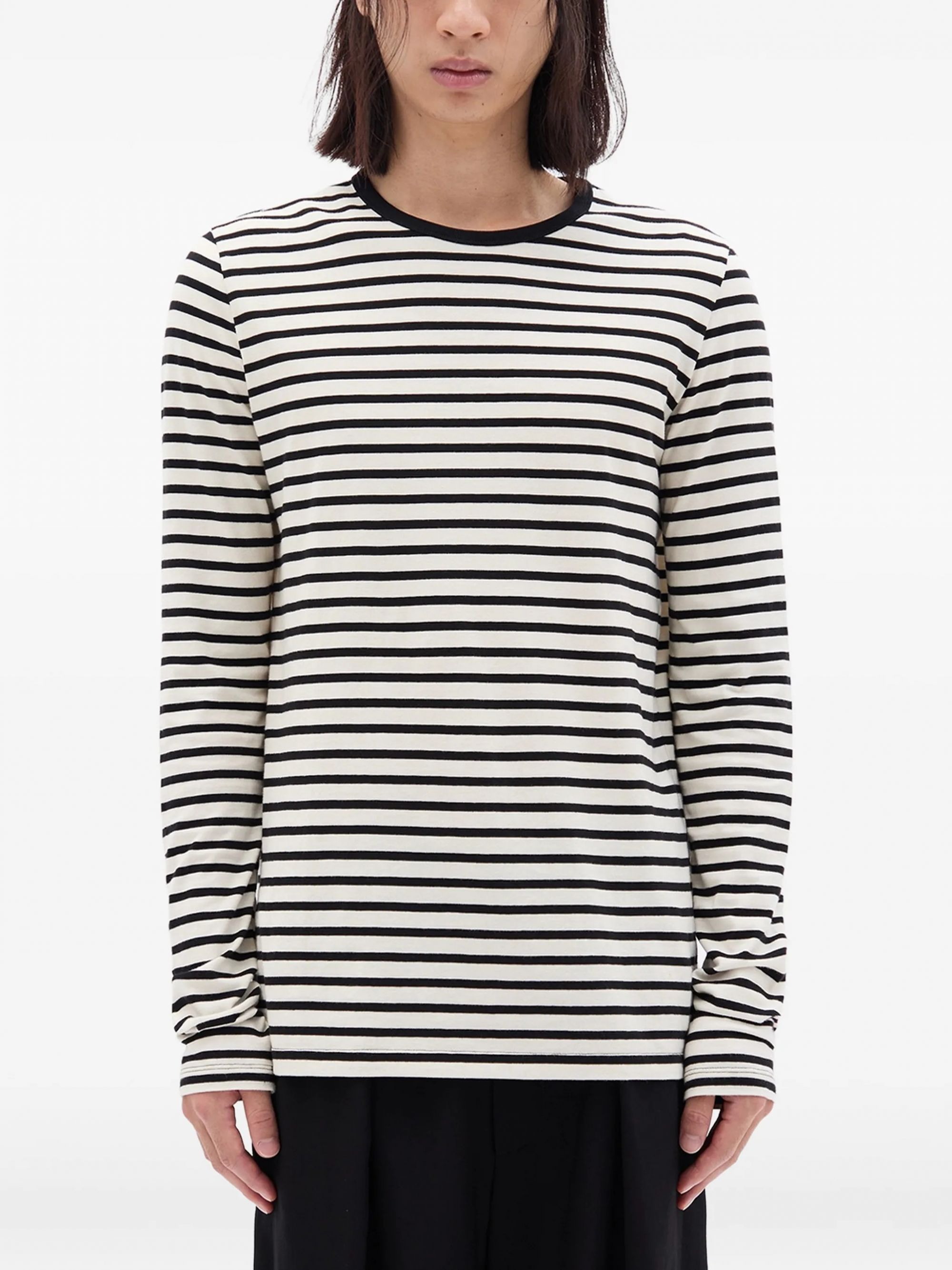 GREG SLIM FIT LONG T-SHIRT BLACK/CHALK #D0094 ANN DEMEULEMEESTER T-shirt B0011646 FA717 D0094