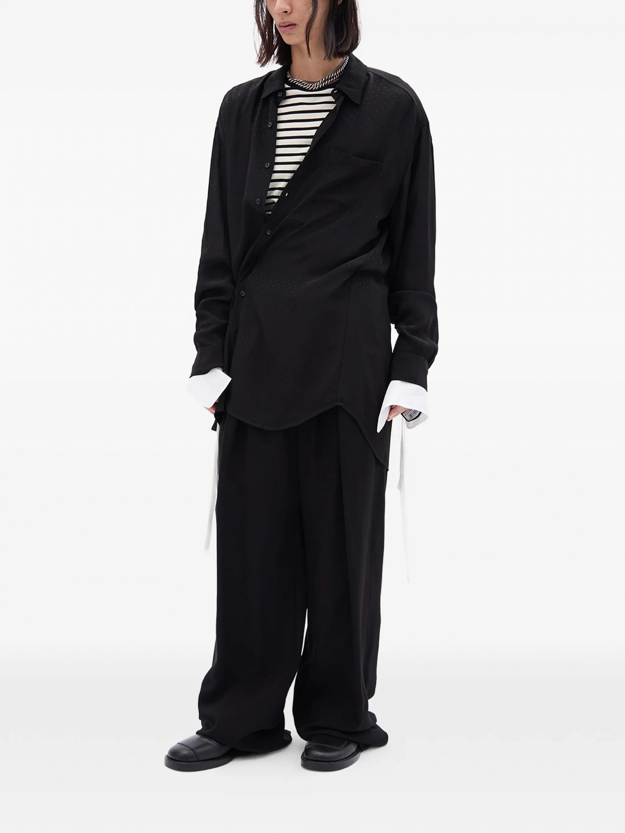 GREG SLIM FIT LONG T-SHIRT BLACK/CHALK #D0094 ANN DEMEULEMEESTER T-shirt B0011646 FA717 D0094