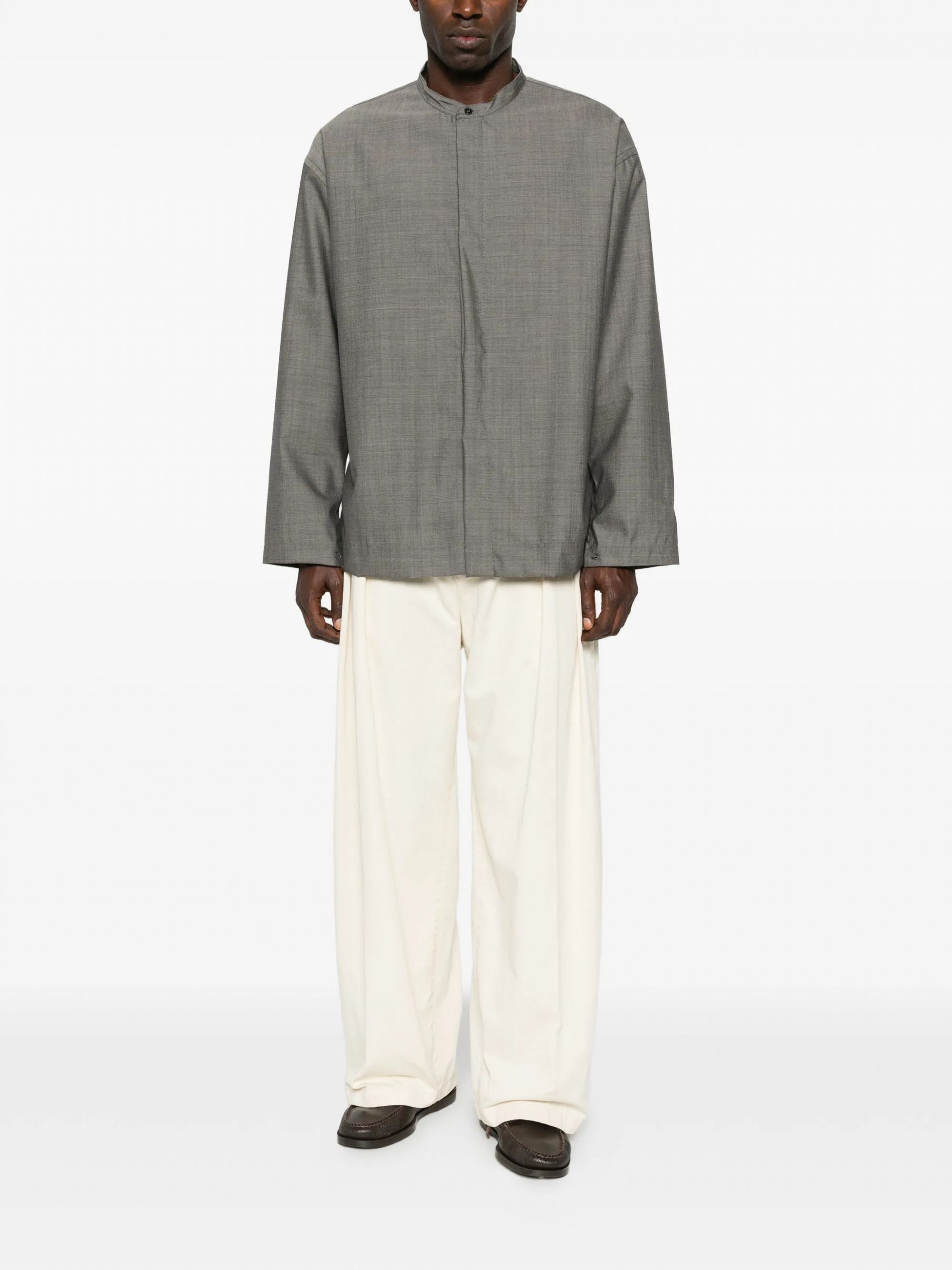 GRANDAD COLLAR SHIRT #WARM GREY STUDIO NICHOLSON Camicie KARST SNM 1426