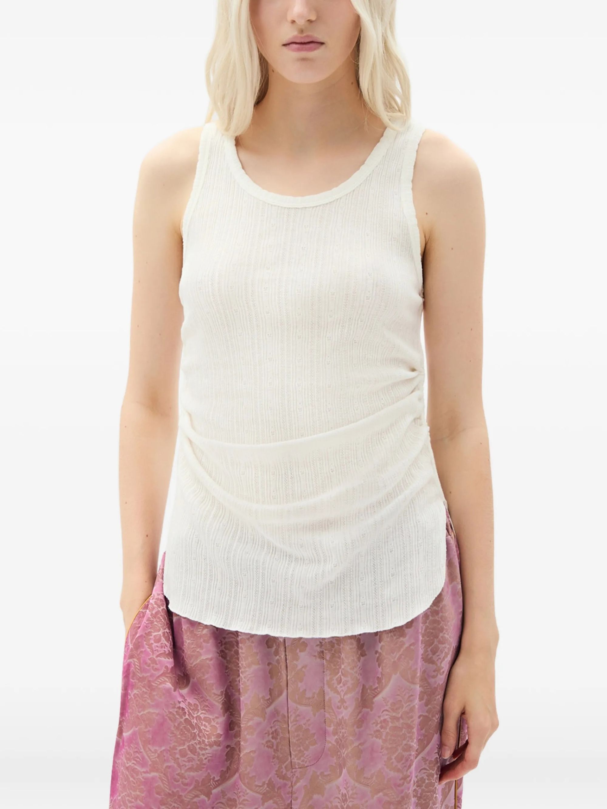 MARA WRINKLED CROPPED TANK TOP NATURAL WHITE #002 ANN DEMEULEMEESTER Top B0011982 FA736 002