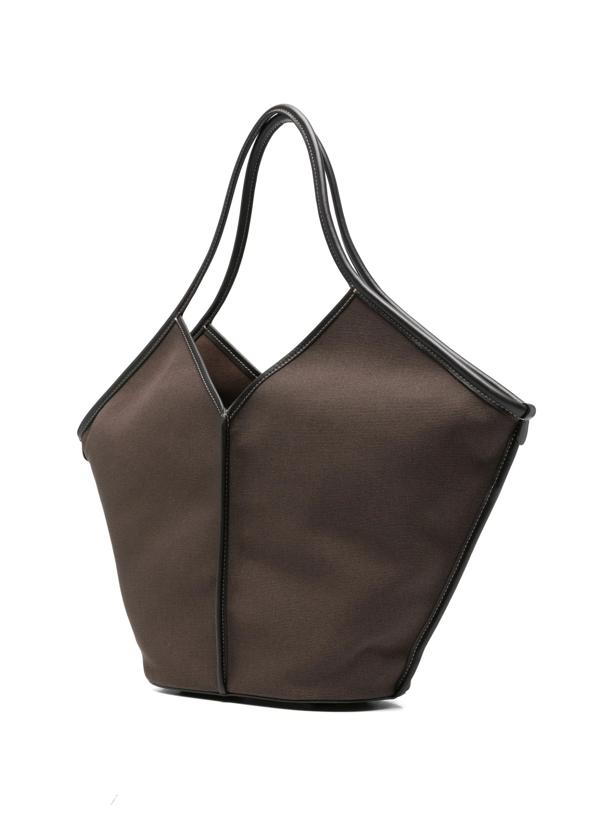 LEATHER-TRIMMED CANVAS TOTE #DK BROWN HEREU Bags CALELLA WEBCABLE