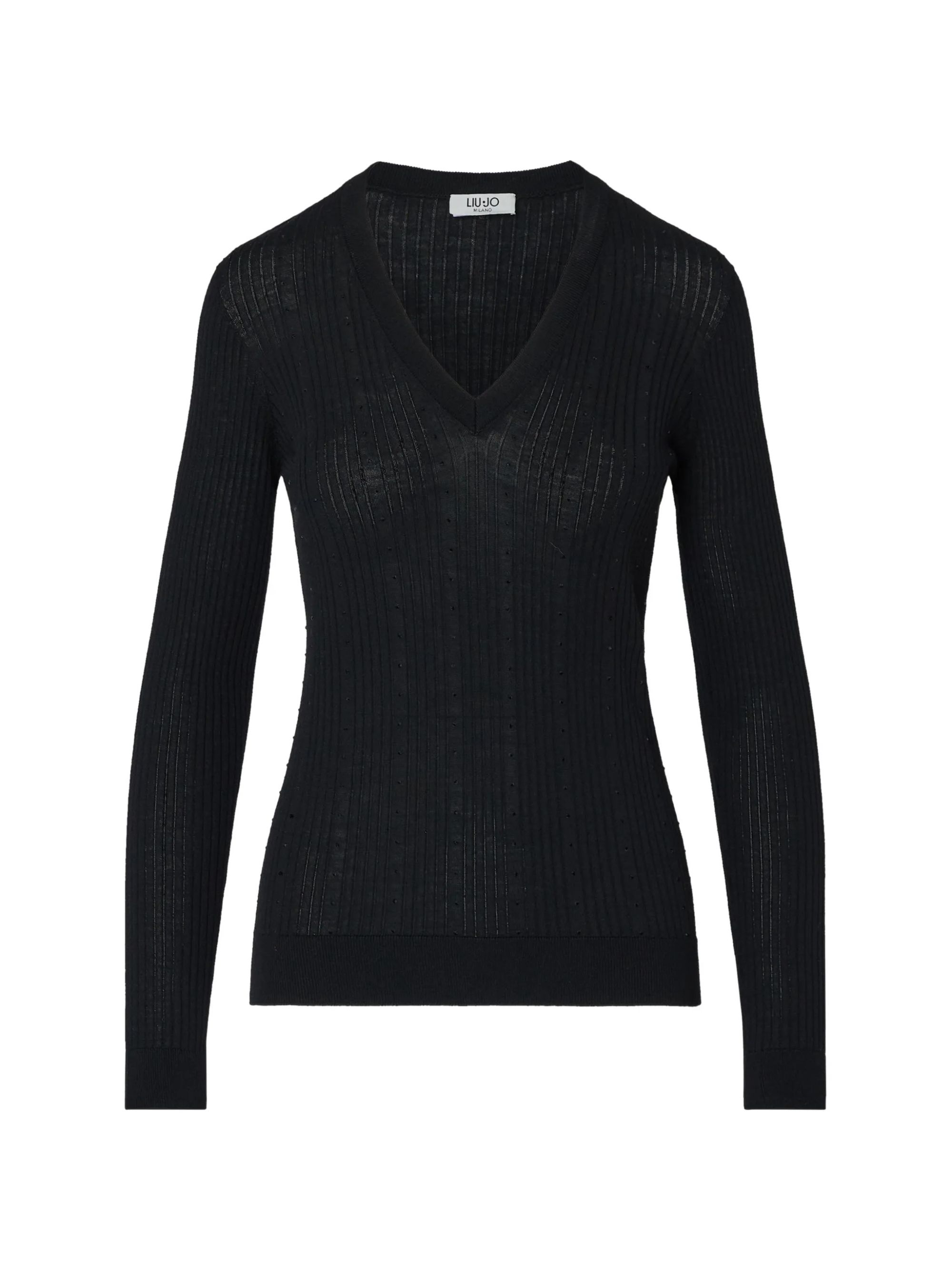 MAGLIA M/L COSTINE E STRASS NERO #22222 LIU JO Maglieria WF6100MA77Q 22222