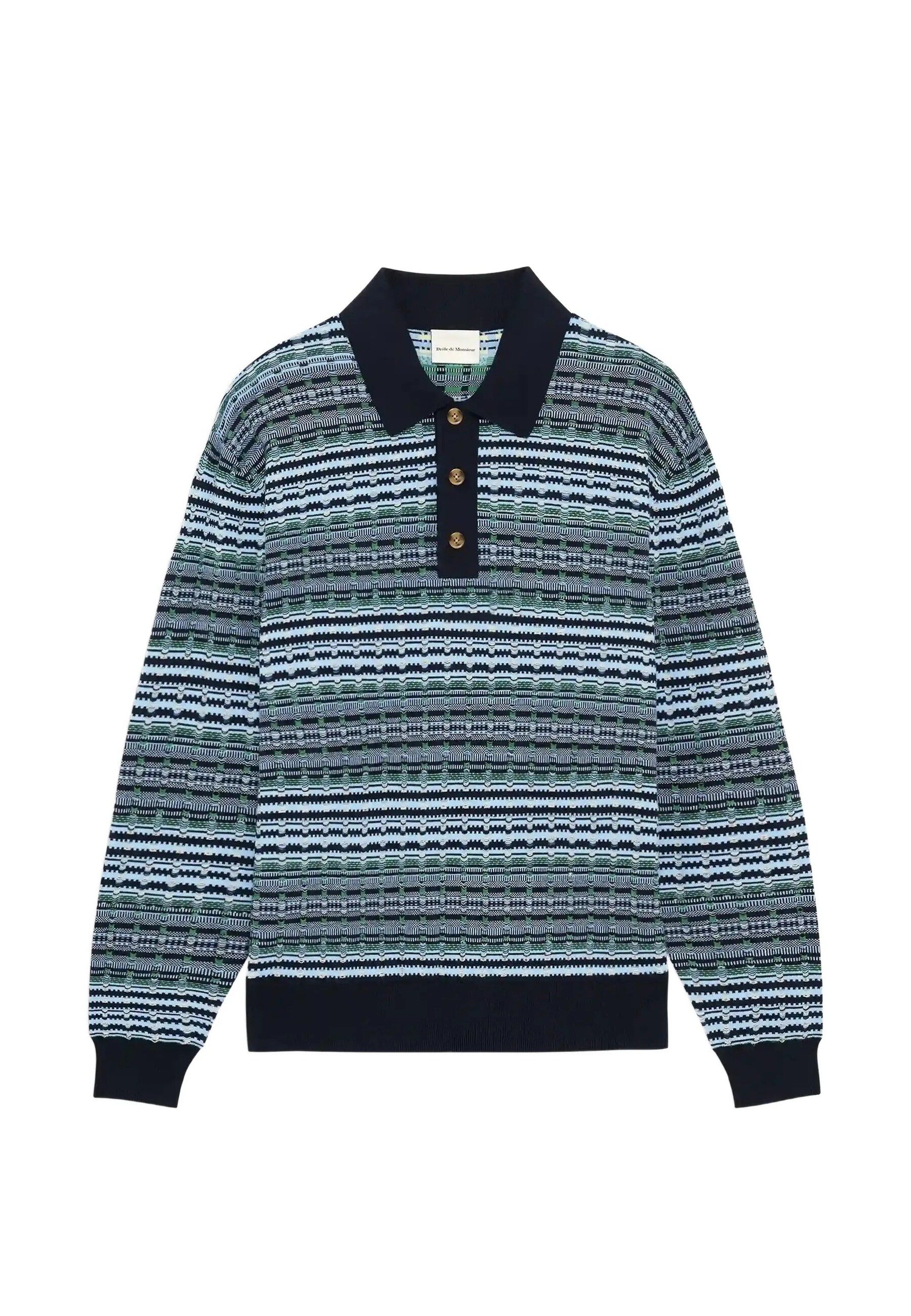 COOGI LONG SLEEVE KNIT POLO #BLUE DROLE DE MONSIEUR Jersey L PO222 CO209 BE
