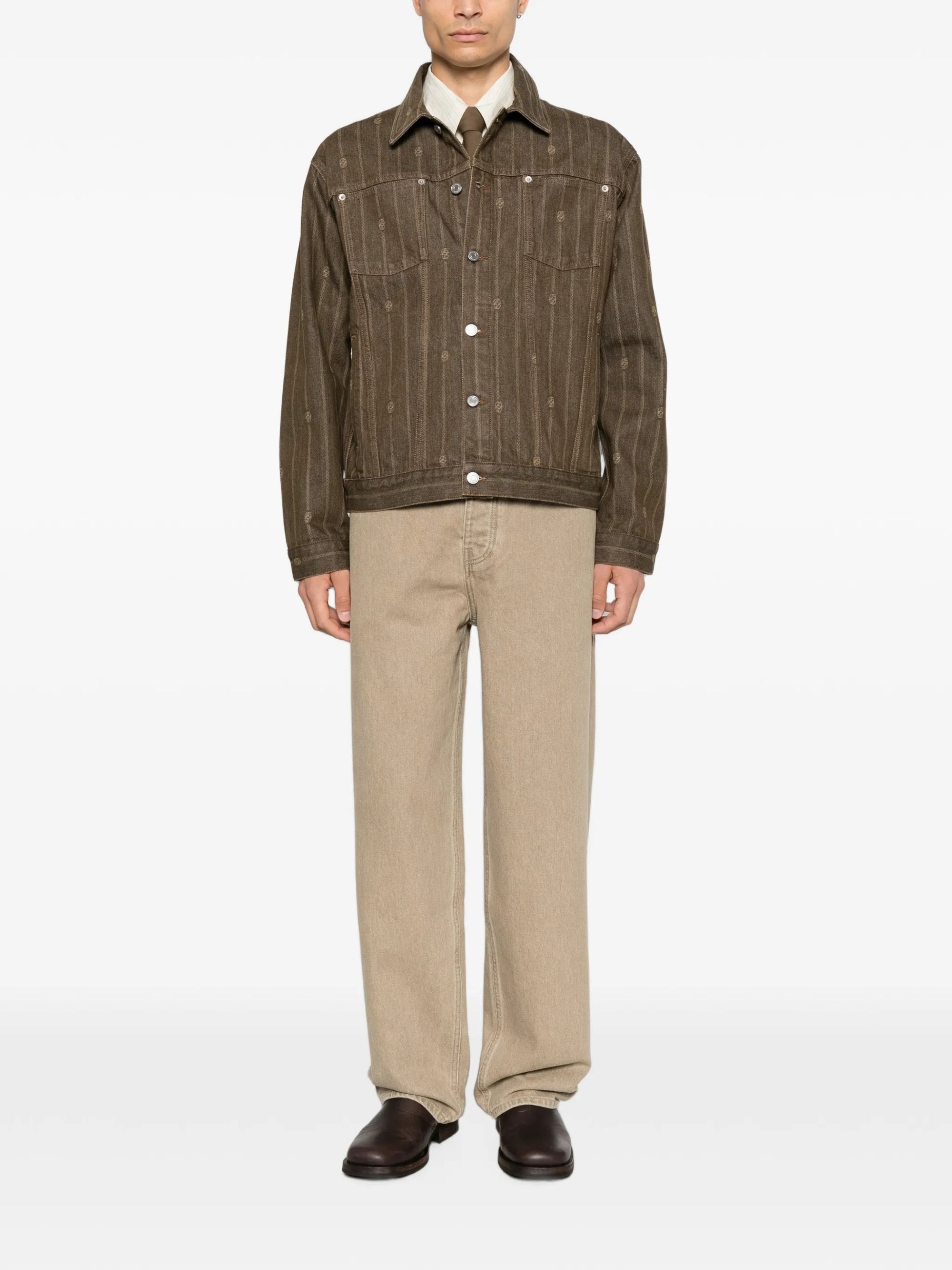 WASHED KHAKI STRAIGHT JEANS #KAKI DROLE DE MONSIEUR Trousers L BP199 CO307 KK