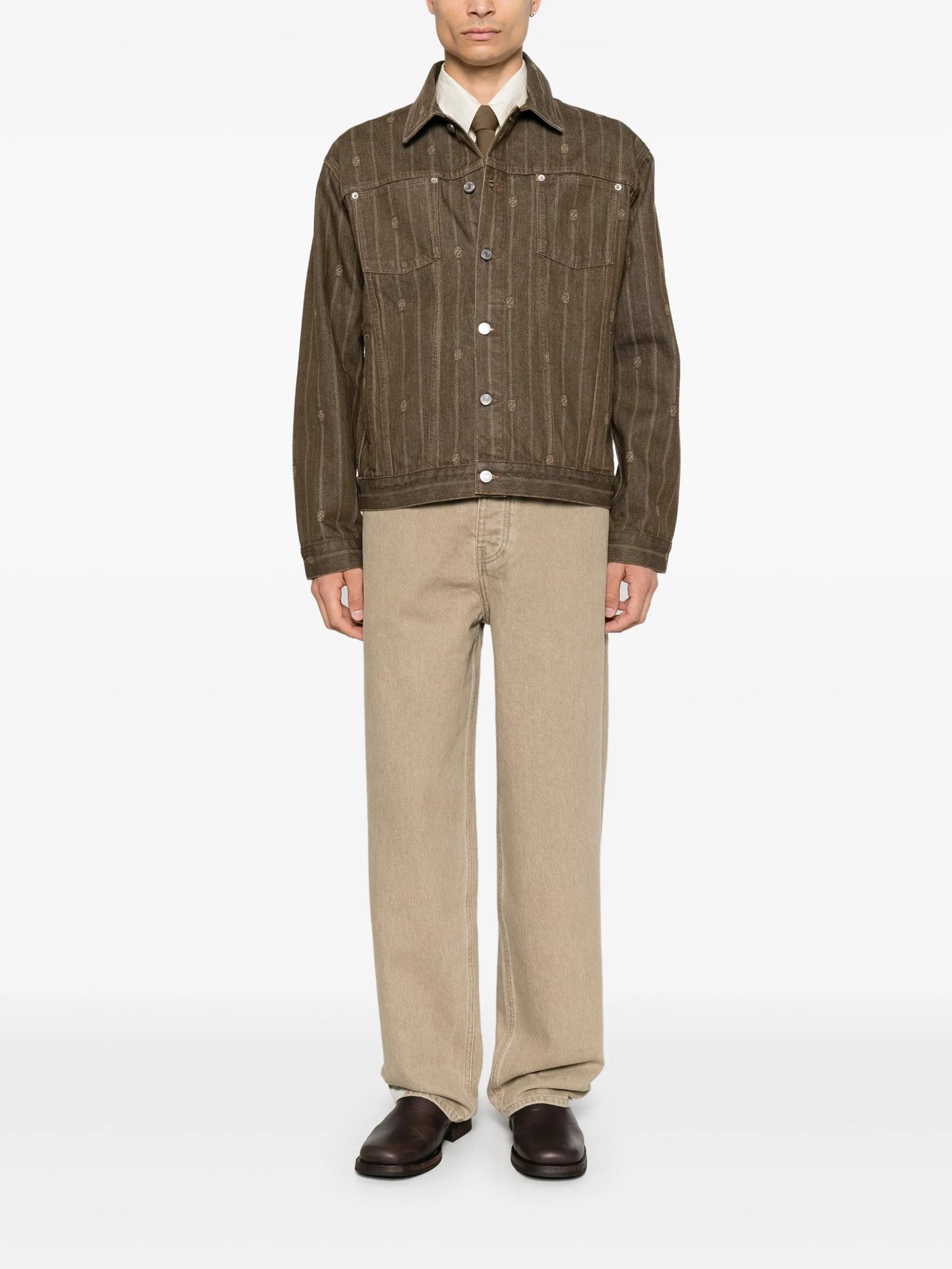 MONOGRAM DENIM JACKET #BROWN DROLE DE MONSIEUR Outerwear L JT182 CO135 BN
