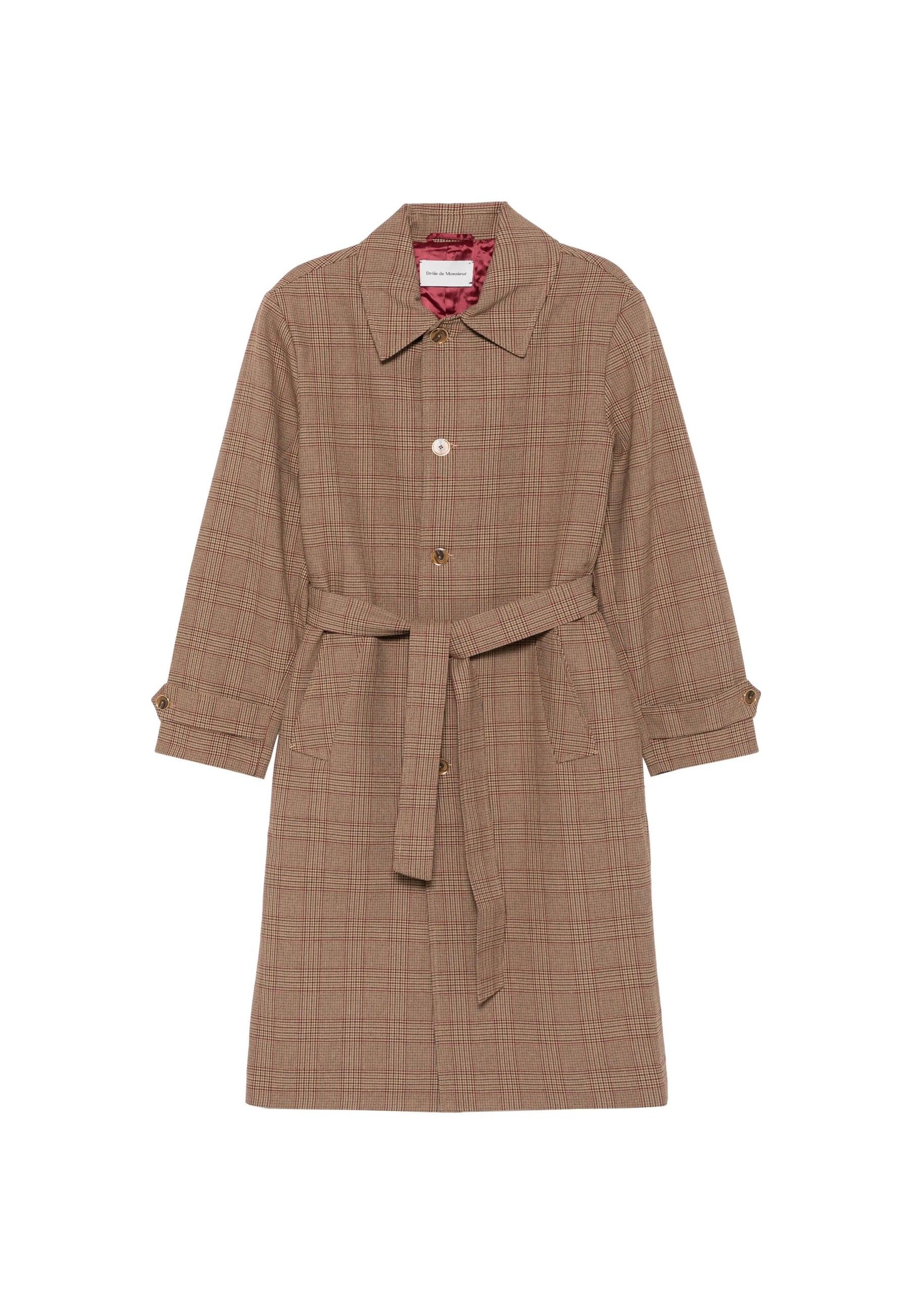 PRINCE OF WALES BELTED COAT #BROWN DROLE DE MONSIEUR Outerwear L CT150 PL178 BN