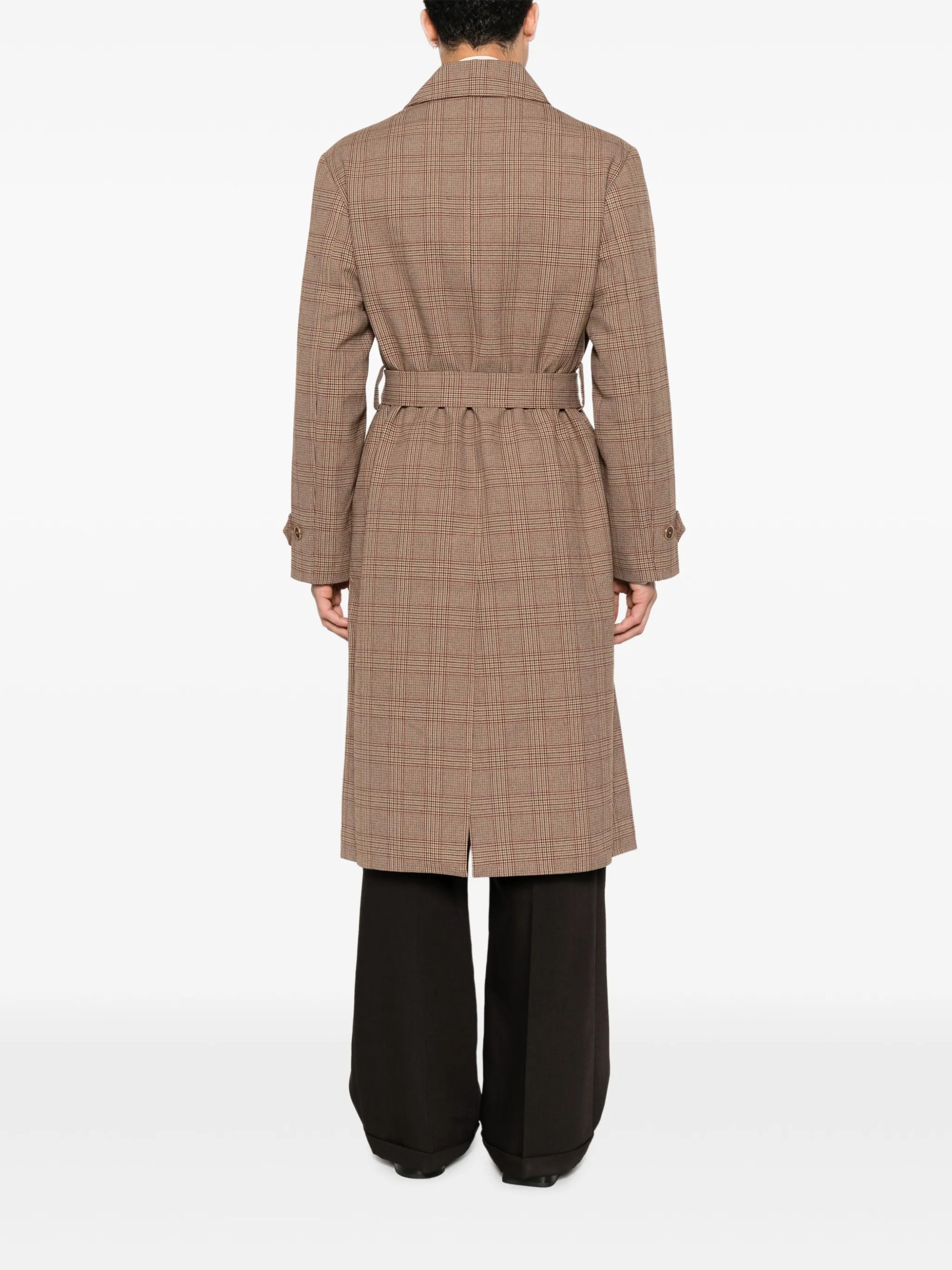 PRINCE OF WALES BELTED COAT #BROWN DROLE DE MONSIEUR Outerwear L CT150 PL178 BN