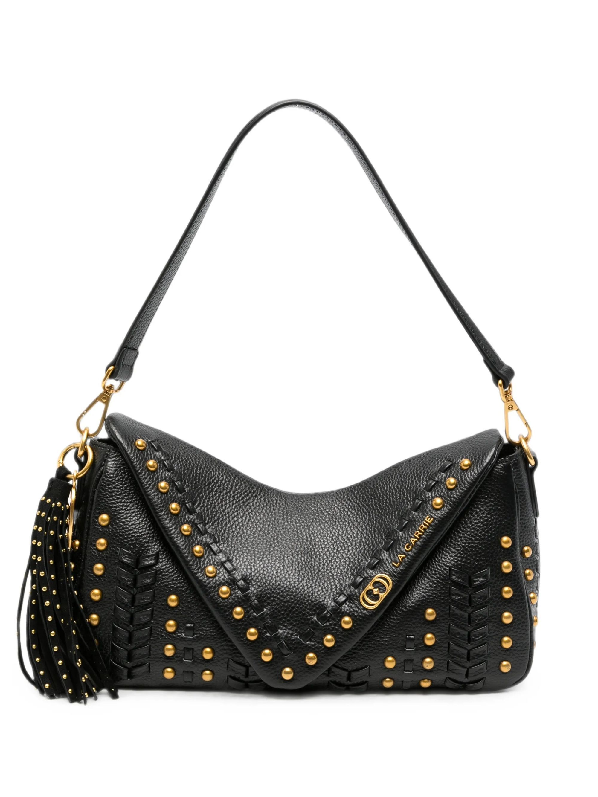 ECLIPSE SHOULDER BAG TUMBLED LEAT. #BLACK LA CARRIE Borse 162P-BM-494-TBL