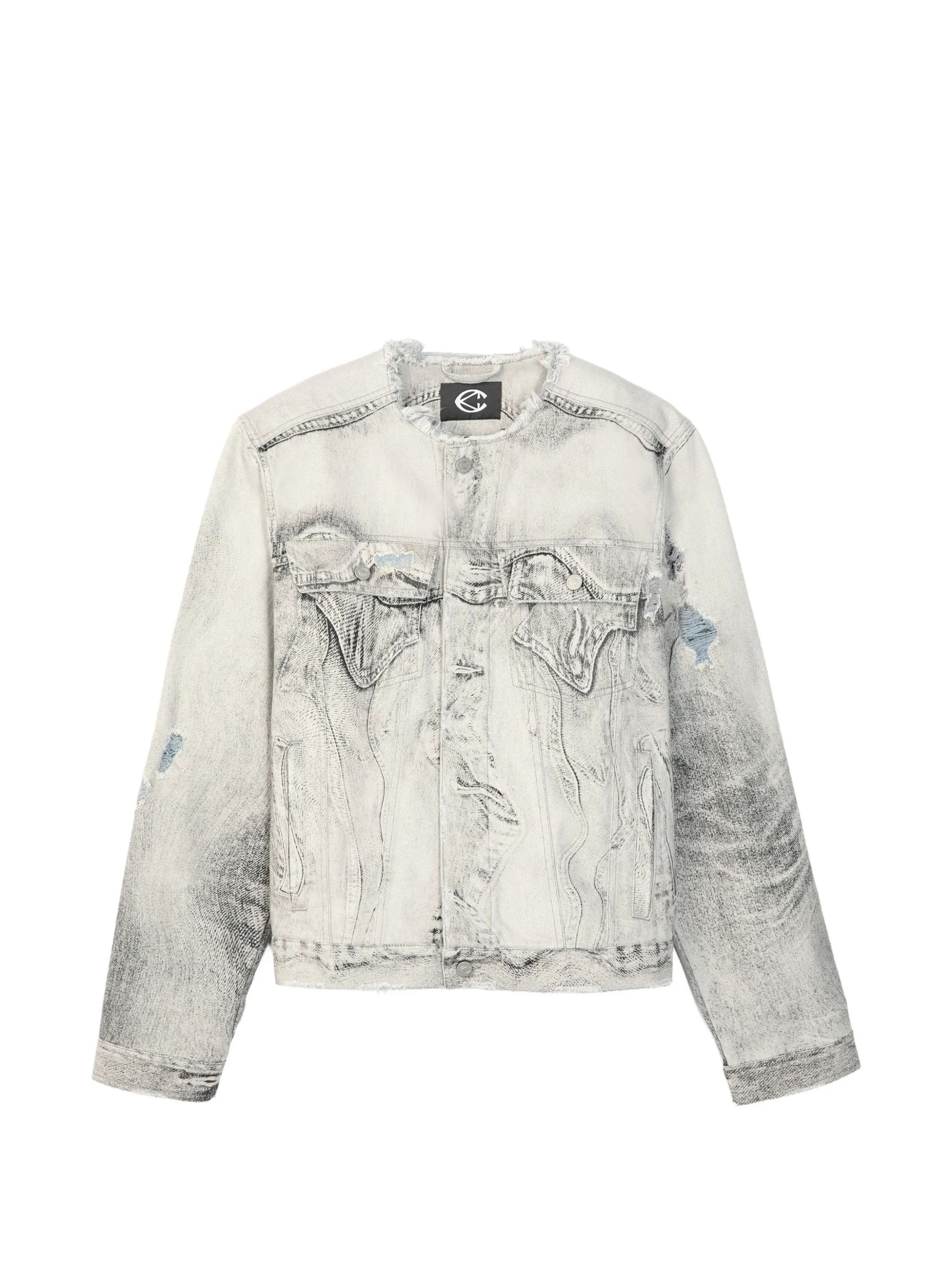 DISTORTED PRINT DISTRESSED DENIM JACKET #004 CAMPER LAB Capispalla AU00063 004