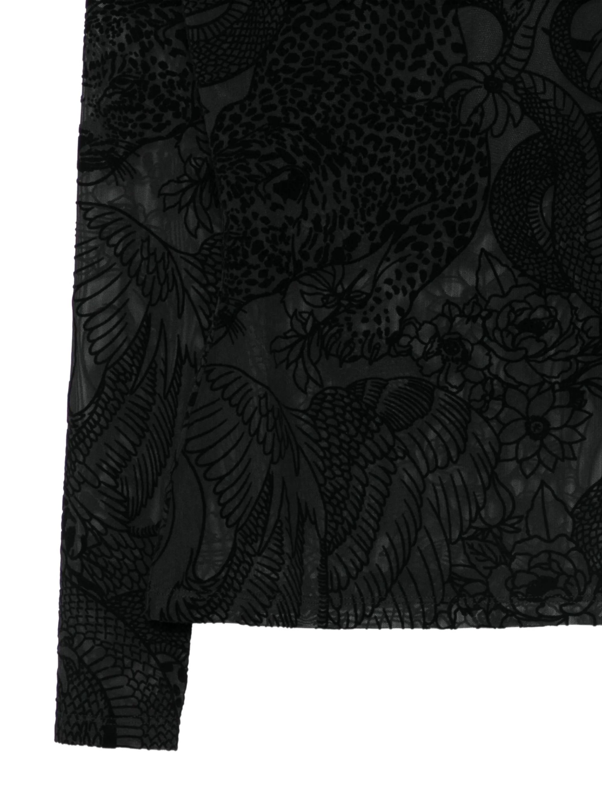 SLIM HIGH NECK T-SHIRT TULLE FLOCK HERON BLACK #899 JUST CAVALLI T-shirt 81PAH617 JS569
